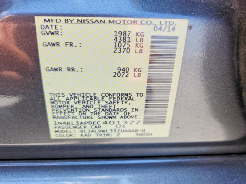 Продаж на аукціоні авто 2014 Nissan Altima, vin: 1N4BL3AP0EC401377, номер лоту: 85793935