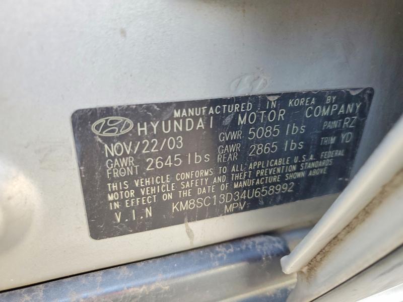 55514826 :رقم المزاد ، KM8SC13D34U658992 vin ، 2004 Hyundai Santa Fe مزاد بيع
