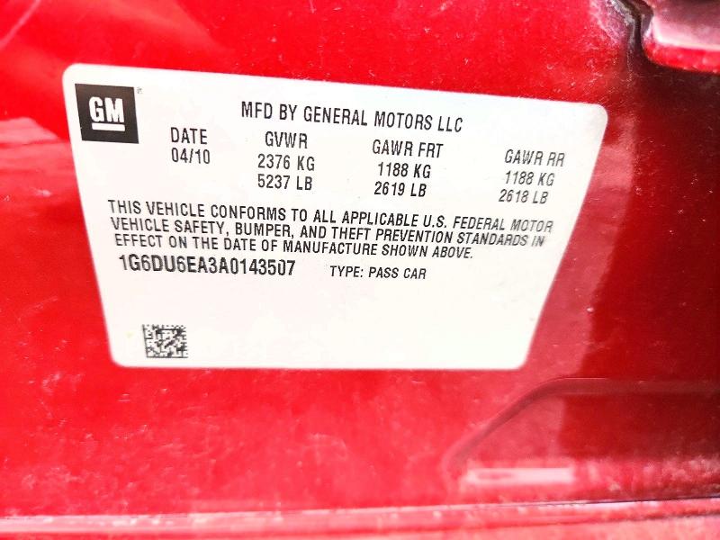 Auction sale of the 2010 Cadillac Sts, vin: 1G6DU6EA3A0143507, lot number: 58571206