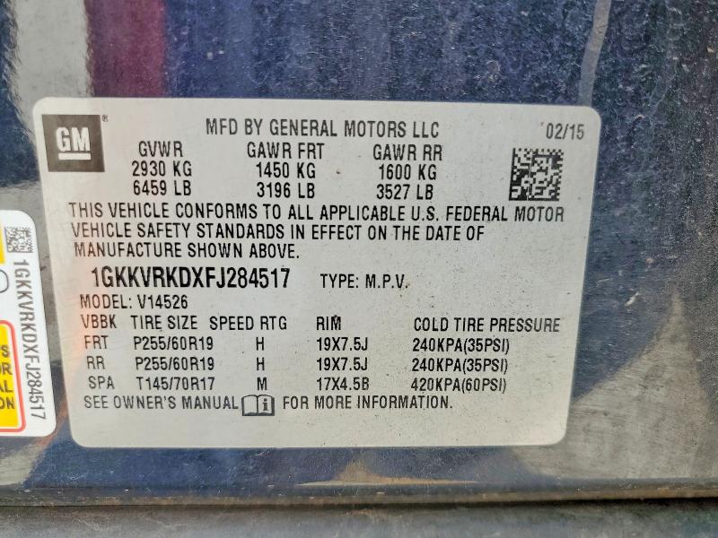 Aukcja sprzedaży 2015 Gmc Acadia, vin: 1GKKVRKDXFJ284517, numer aukcji: 55326606