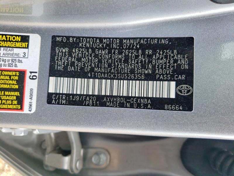 Aukcja sprzedaży 2025 Toyota Camry, vin: 4T1DAACK3SU526356, numer aukcji: 56758406