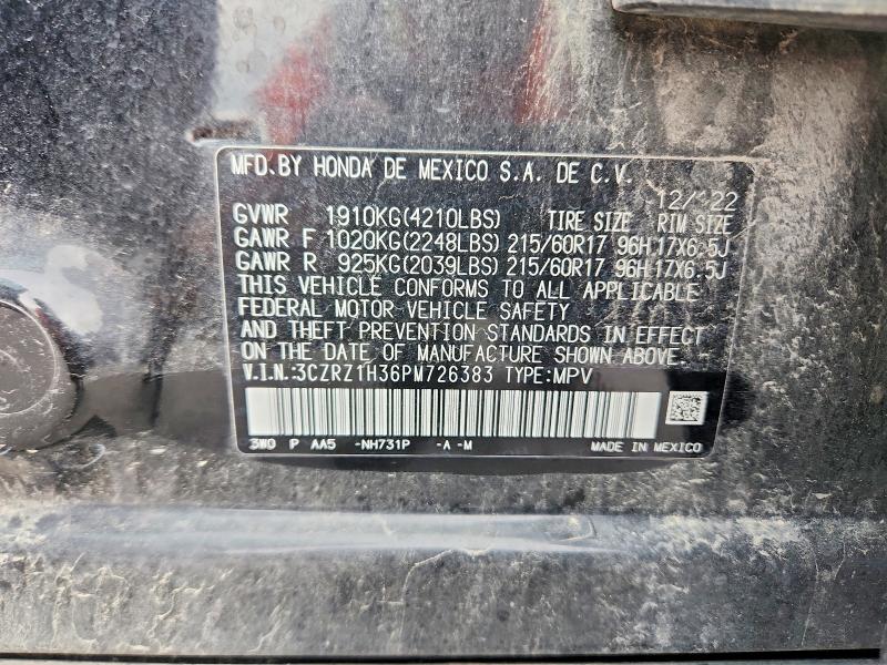 Продажа на аукционе авто 2023 Honda Hr-v, vin: 3CZRZ1H36PM726383, номер лота: 57688056