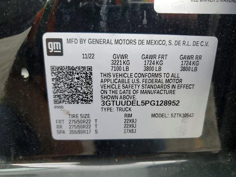 Aukcja sprzedaży 2023 Gmc Sierra, vin: 3GTUUDEL5PG128952, numer aukcji: 56076866