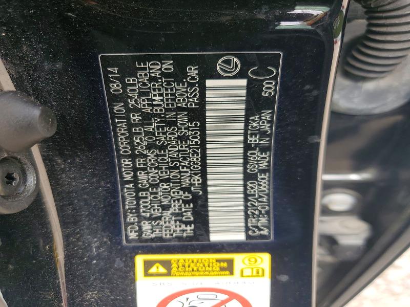 2014 Lexus Es მანქანა იყიდება აუქციონზე, vin: JTHBK1GG8E2150315, აუქციონის ნომერი: 55919146