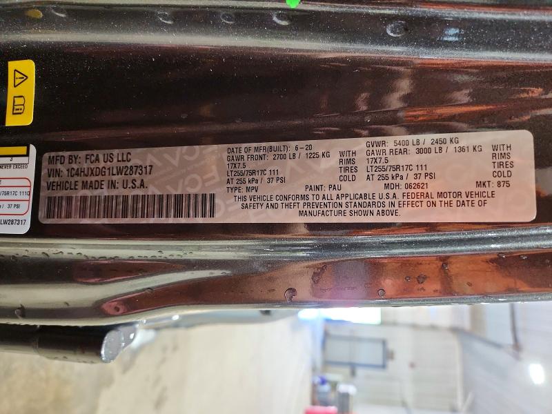 2020 Jeep Wrangler Unlimited მანქანა იყიდება აუქციონზე, vin: 1C4HJXDG1LW287317, აუქციონის ნომერი: 57027886