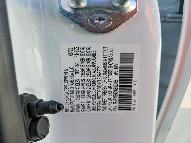 56192416 :رقم المزاد ، 7FARW2H51NE023088 vin ، 2022 Honda Cr-v مزاد بيع