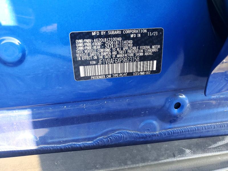 2023 Subaru Wrx მანქანა იყიდება აუქციონზე, vin: JF1VBAF6XP9823158, აუქციონის ნომერი: 57231056