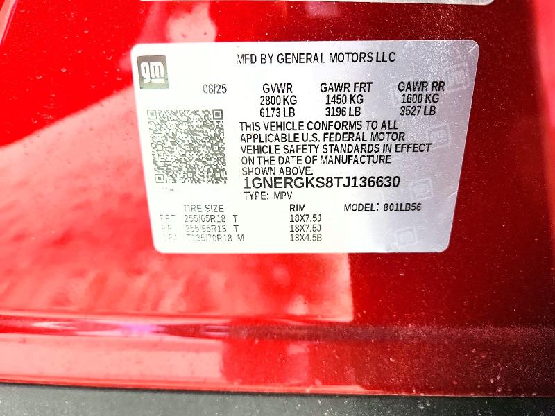 85982495 :رقم المزاد ، 1GNERGKS8TJ136630 vin ، 2026 Chevrolet Traverse مزاد بيع