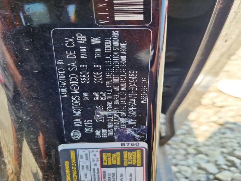 59132076 :رقم المزاد ، 3KPFK4A71HE049489 vin ، 2017 Kia Forte مزاد بيع