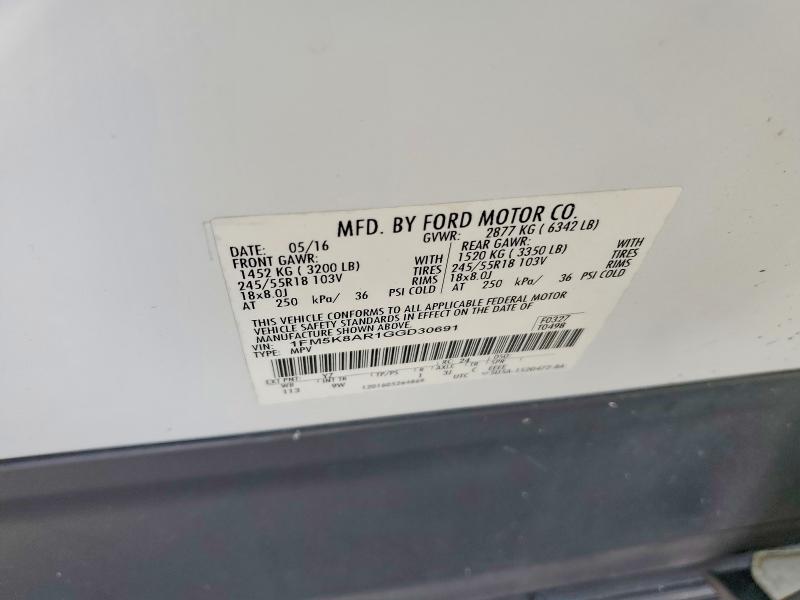 Aukcja sprzedaży 2016 Ford Explorer, vin: 1FM5K8AR1GGD30691, numer aukcji: 49869346