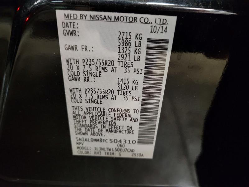 Продаж на аукціоні авто 2015 Infiniti Qx60, vin: 5N1AL0MM8FC504310, номер лоту: 56641276