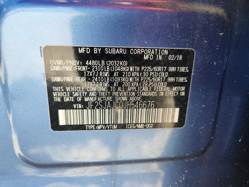 Продажа на аукционе авто 2018 Subaru Forester, vin: JF2SJAJC0JH546676, номер лота: 58603876