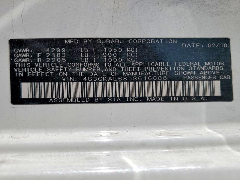 57363986 :رقم المزاد ، 4S3GKAL68J3616088 vin ، 2018 Subaru Impreza مزاد بيع