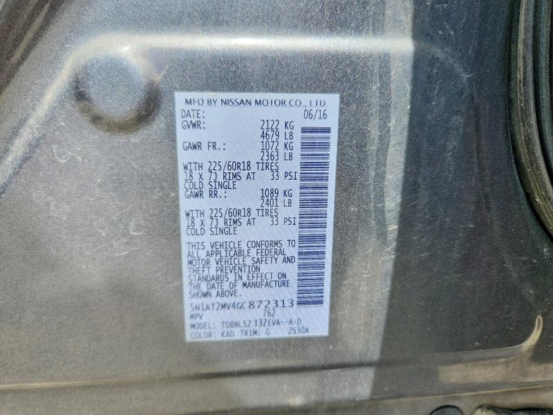 56241356 :رقم المزاد ، 5N1AT2MV4GC872313 vin ، 2016 Nissan Rogue مزاد بيع