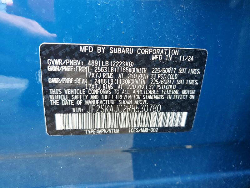 57505166 :رقم المزاد ، JF2SKAJC2RH530780 vin ، 2024 Subaru Forester مزاد بيع