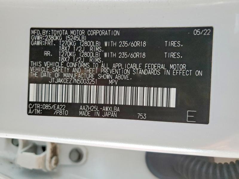Aukcja sprzedaży 2022 Lexus Nx, vin: JTJAKCEZ7N5003251, numer aukcji: 58050076