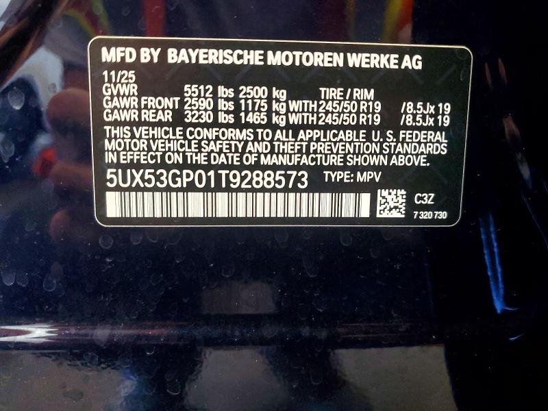 56003236 :رقم المزاد ، 5UX53GP01T9288573 vin ، 2026 Bmw X3 مزاد بيع