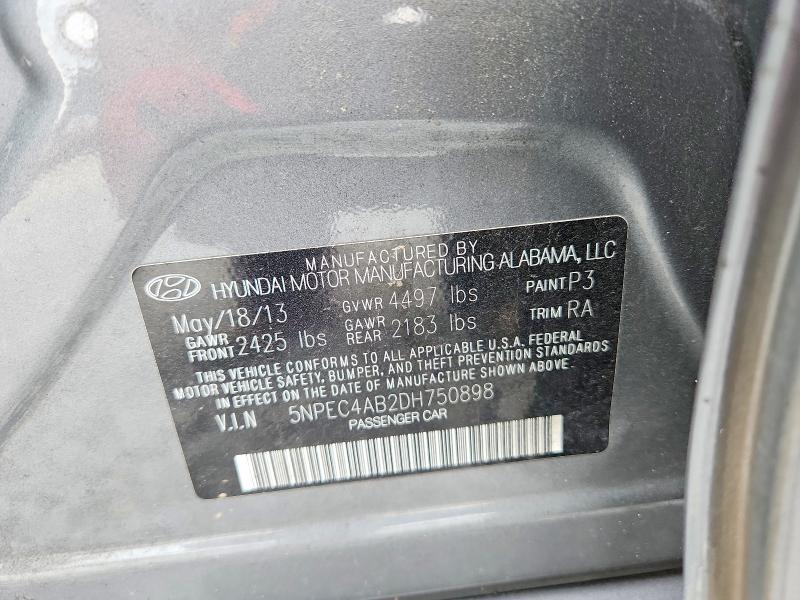 Aukcja sprzedaży 2013 Hyundai Sonata, vin: 5NPEC4AB2DH750898, numer aukcji: 55326036