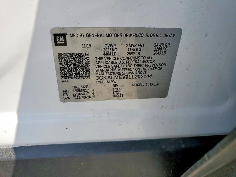 Aukcja sprzedaży 2020 Gmc Terrain, vin: 3GKALMEV9LL202144, numer aukcji: 58797506