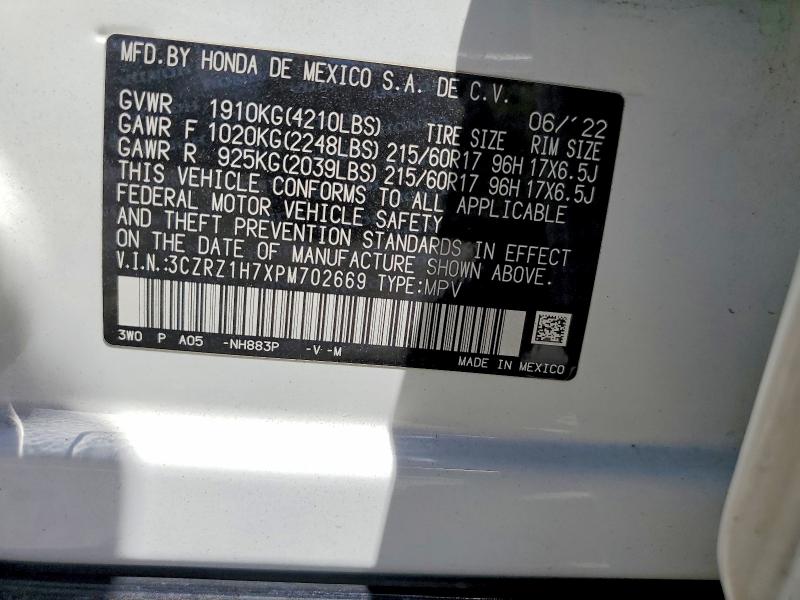 Продажа на аукционе авто 2023 Honda Hr-v, vin: 3CZRZ1H7XPM702669, номер лота: 56820856