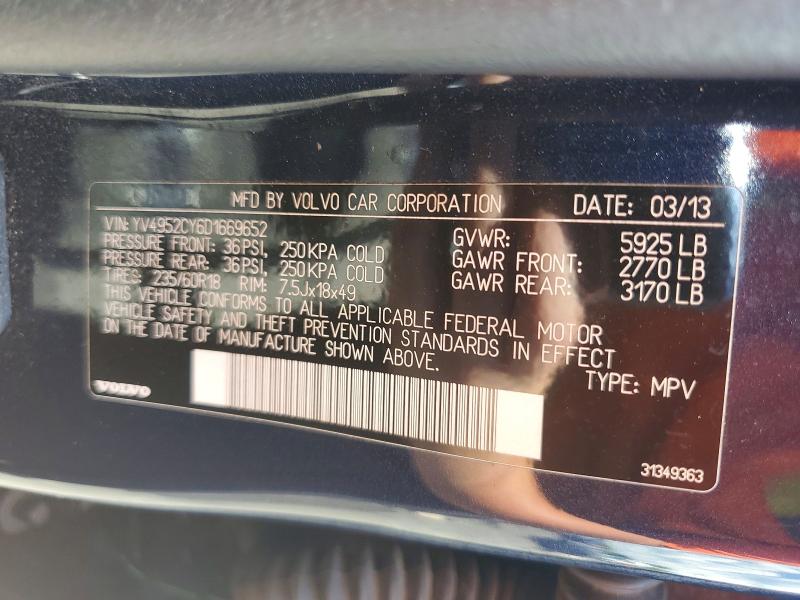 Продаж на аукціоні авто 2013 Volvo Xc90, vin: YV4952CY6D1669652, номер лоту: 57313126