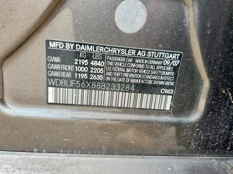 Продажа на аукционе авто 2008 Mercedes-benz E, vin: WDBUF56X88B233284, номер лота: 56736156