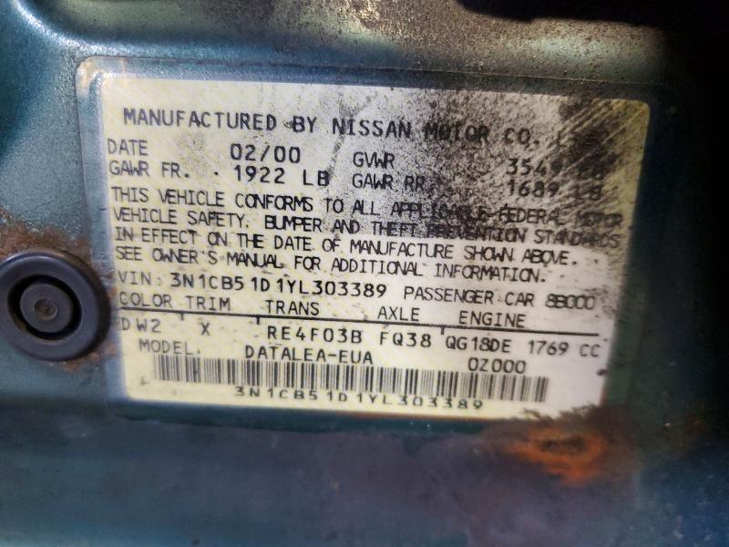 Продажа на аукционе авто 2000 Nissan Sentra, vin: 3N1CB51D1YL303389, номер лота: 57256106
