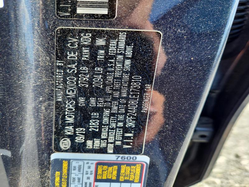 57871706 :رقم المزاد ، 3KPF24AD8LE173810 vin ، 2020 Kia Forte مزاد بيع