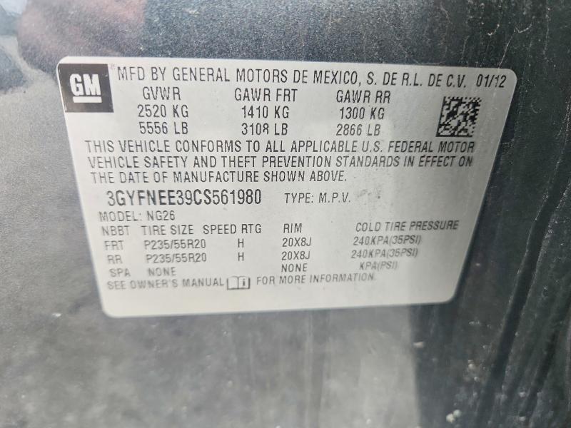 2012 Cadillac Srx მანქანა იყიდება აუქციონზე, vin: 3GYFNEE39CS561980, აუქციონის ნომერი: 58161396
