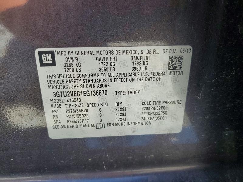Aukcja sprzedaży 2014 Gmc Sierra, vin: 3GTU2VEC1EG136670, numer aukcji: 57836746