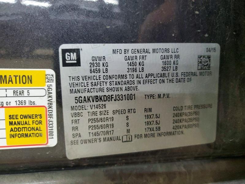 Продажа на аукционе авто 2015 Buick Enclave, vin: 5GAKVBKD8FJ331001, номер лота: 55813776