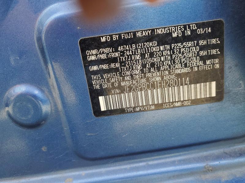 58443096 :رقم المزاد ، JF2GPBCC1EH280114 vin ، 2014 Subaru Xv Crosstrek مزاد بيع