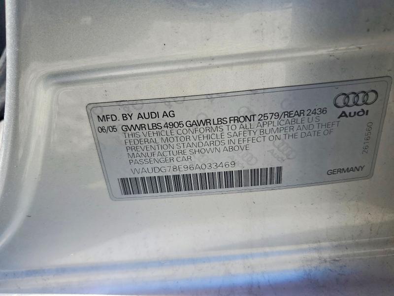 55649796 :رقم المزاد ، WAUDG78E96A033469 vin ، 2006 Audi A4 مزاد بيع