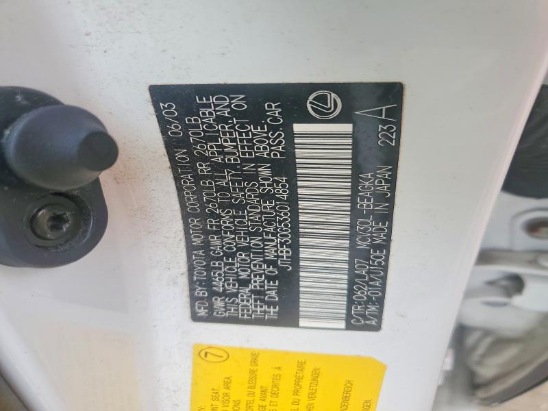 56672246 :رقم المزاد ، JTHBF30G536014854 vin ، 2003 Lexus Es مزاد بيع