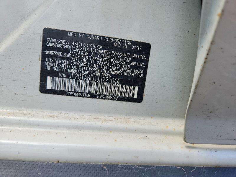58877026 :رقم المزاد ، JF2GTABC0JH222044 vin ، 2018 Subaru Crosstrek مزاد بيع