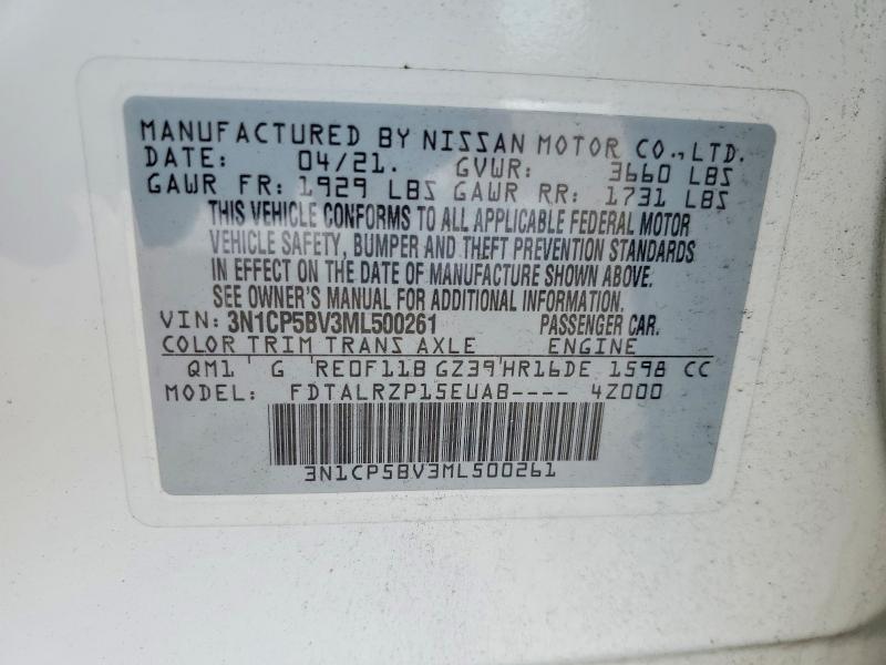 Продаж на аукціоні авто 2021 Nissan Kicks, vin: 3N1CP5BV3ML500261, номер лоту: 56854786