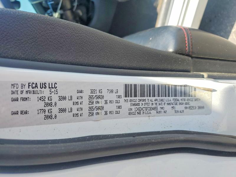 Продаж на аукціоні авто 2015 Dodge Durango, vin: 1C4SDHCT6FC834055, номер лоту: 59219286