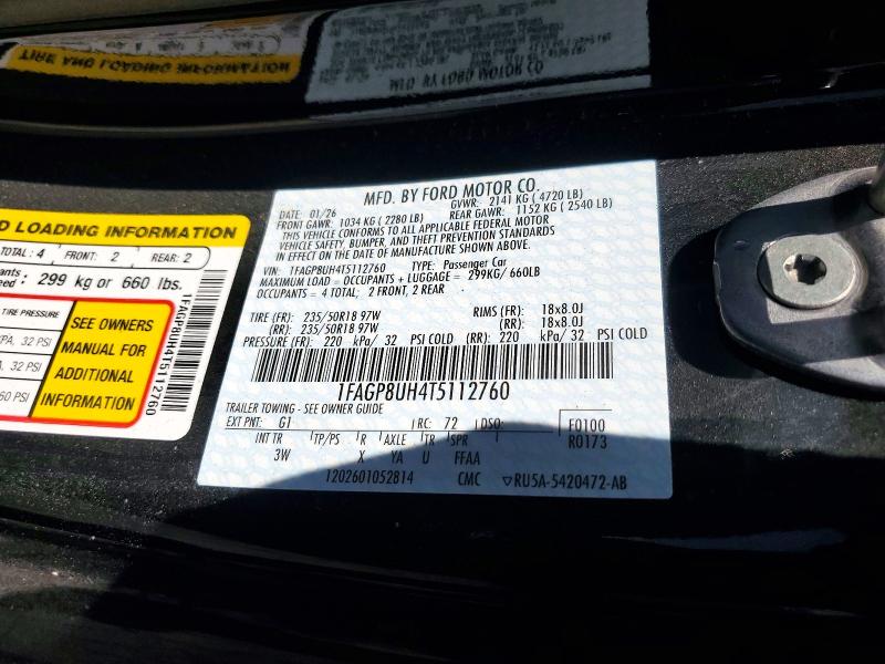 54397606 :رقم المزاد ، 1FAGP8UH4T5112760 vin ، 2026 Ford Mustang مزاد بيع