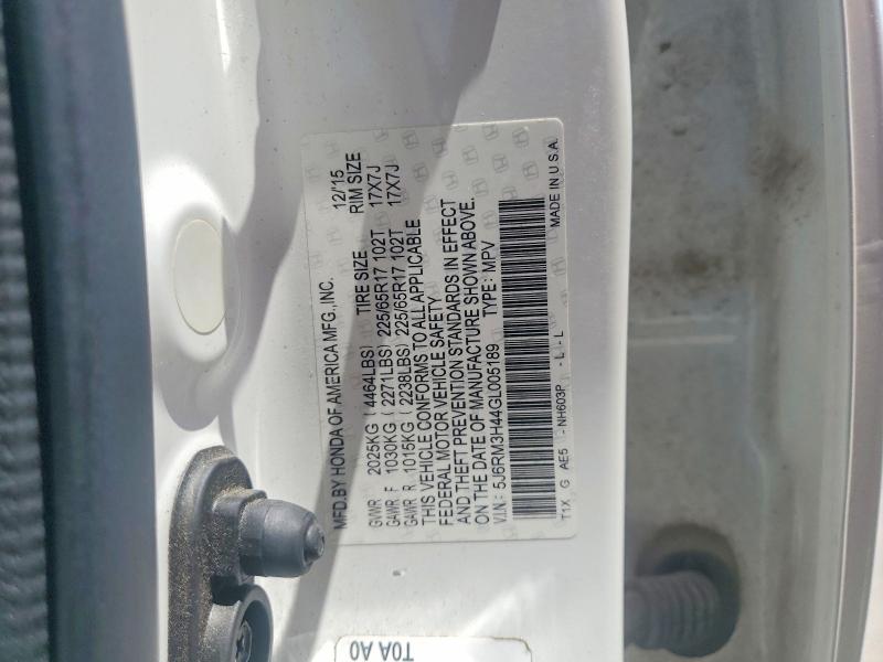 56914306 :رقم المزاد ، 5J6RM3H44GL005189 vin ، 2016 Honda Cr-v مزاد بيع