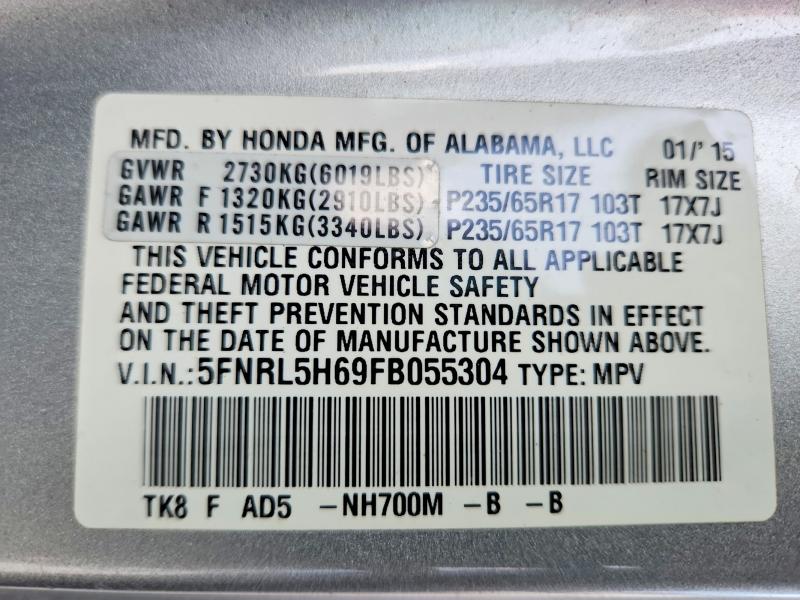 Продажа на аукционе авто 2015 Honda Odyssey, vin: 5FNRL5H69FB055304, номер лота: 55741396