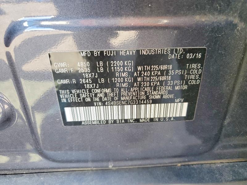 56548796 :رقم المزاد ، 4S4BSENC7G3314459 vin ، 2016 Subaru Outback مزاد بيع