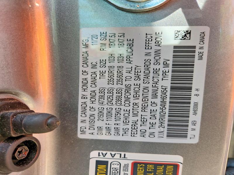 Aukcja sprzedaży 2021 Honda Cr-v, vin: 2HKRW2H54MH604547, numer aukcji: 56120726