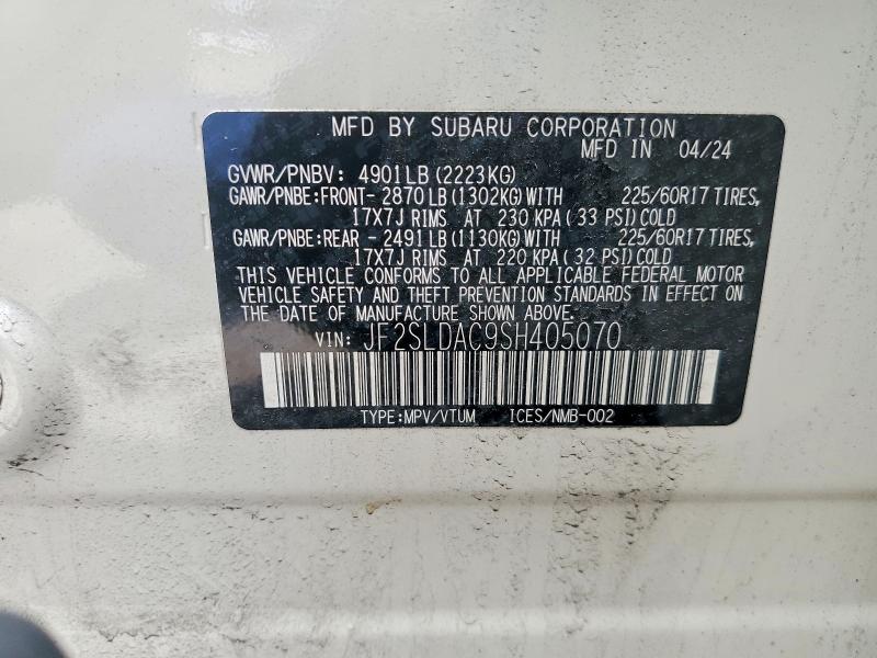 57184576 :رقم المزاد ، JF2SLDAC9SH405070 vin ، 2025 Subaru Forester مزاد بيع