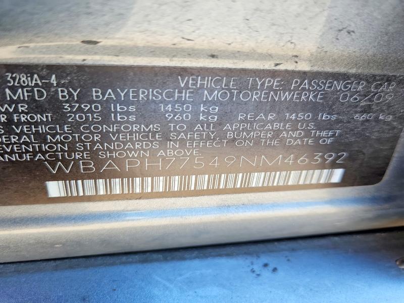 Aukcja sprzedaży 2009 Bmw 328, vin: WBAPH77549NM46392, numer aukcji: 58567756