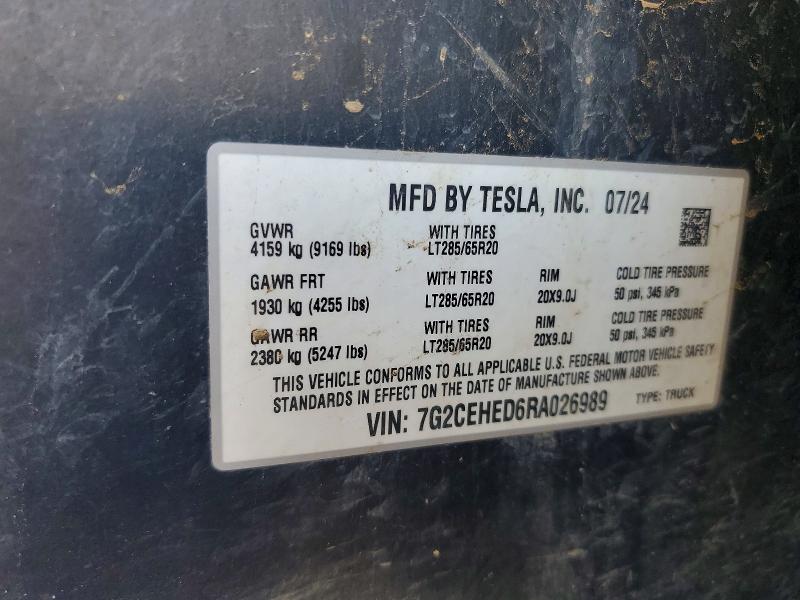 56484426 :رقم المزاد ، 7G2CEHED6RA026989 vin ، 2024 Tesla Cybertruck مزاد بيع