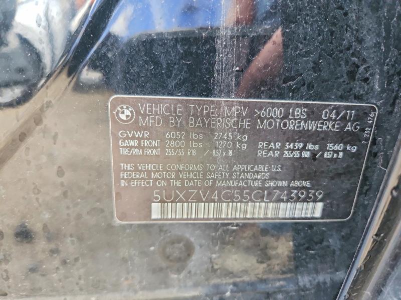56536816 :رقم المزاد ، 5UXZV4C55CL743939 vin ، 2012 Bmw X5 مزاد بيع