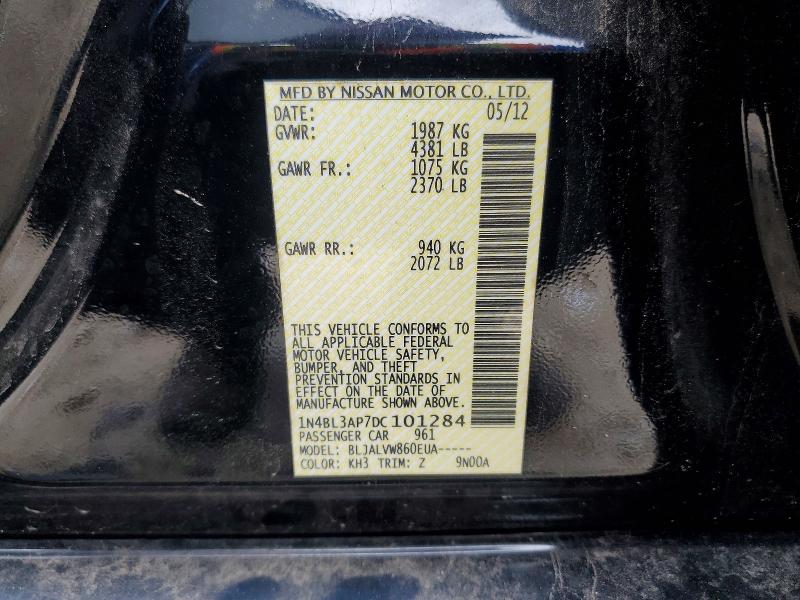 Продажа на аукционе авто 2013 Nissan Altima, vin: 1N4BL3AP7DC101284, номер лота: 55741766