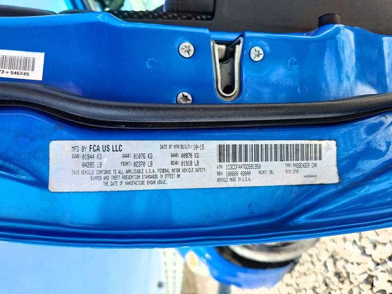 2016 Dodge Dart მანქანა იყიდება აუქციონზე, vin: 1C3CDFAA7GD591950, აუქციონის ნომერი: 56577366