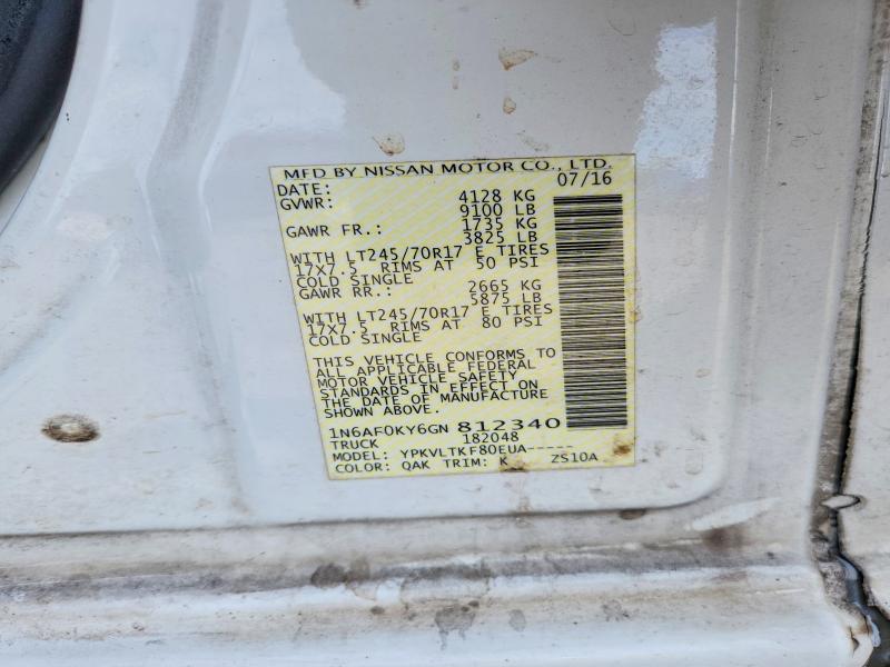Aukcja sprzedaży 2016 Nissan Nv 2500, vin: 1N6AF0KY6GN812340, numer aukcji: 57558256