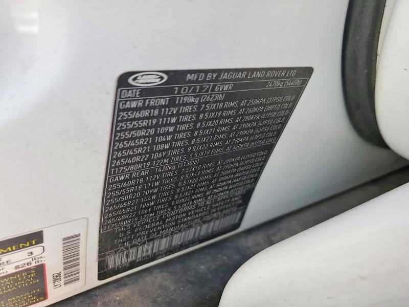 58025386 :رقم المزاد ، SALYL2RX6JA728562 vin ، 2018 Land Rover Range Rover Velar مزاد بيع